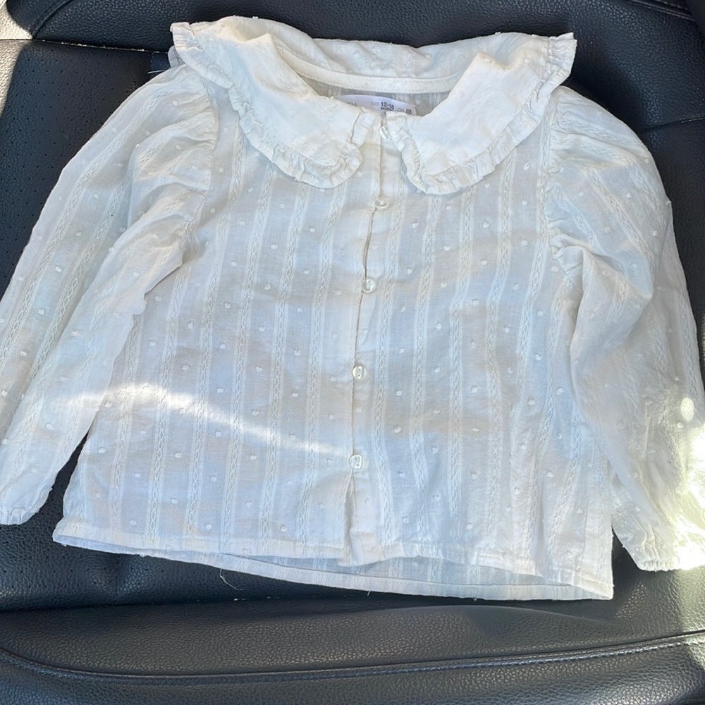 Zara Swiss dot button down shirt top 12-18 months